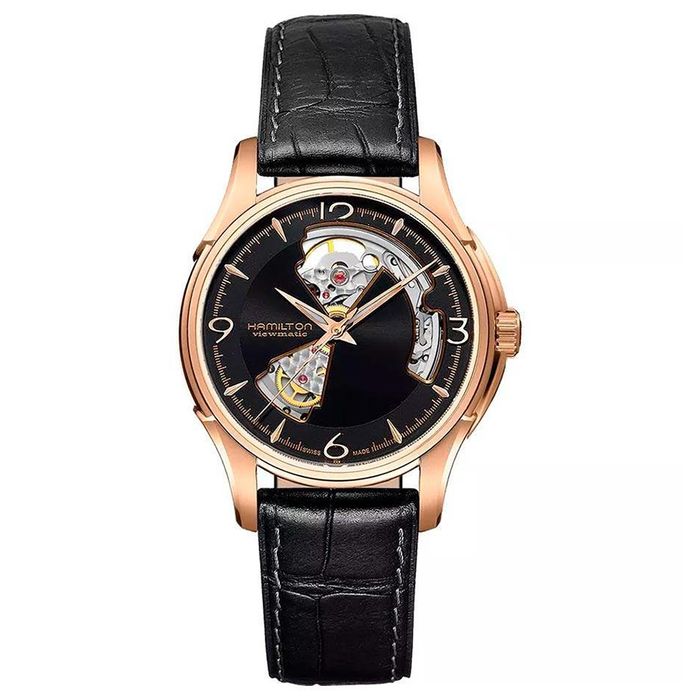 Đồng Hồ Nam Hamilton Jazzmaster Open Heart Arabic H32575735 40mm Màu Đen/ Vàng Hồng