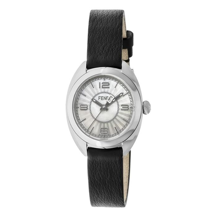 Đồng Hồ Nữ Fendi Momento Mother Of Pearl Dial Black Leather F217024511 Màu Đen Bạc