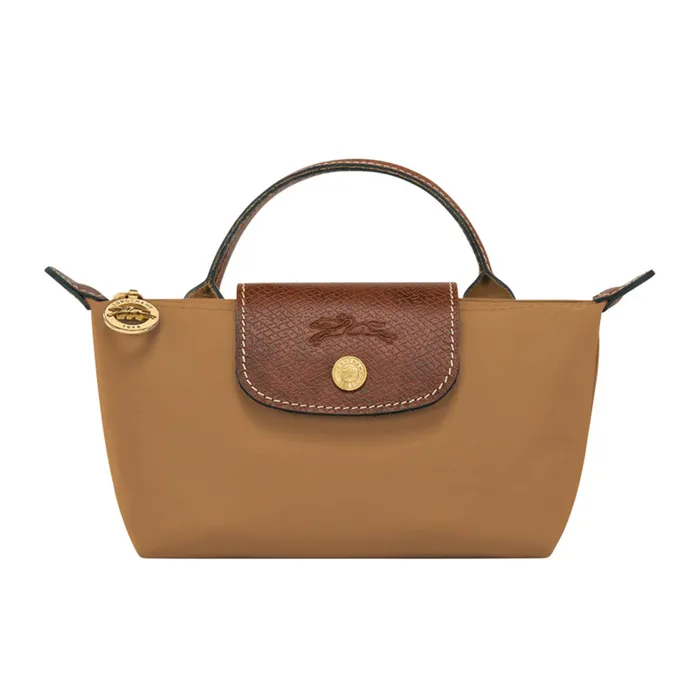 Túi Xách Tay Nữ Longchamp Le Pliage Pouch With Handle Chamois Màu Vàng Nâu