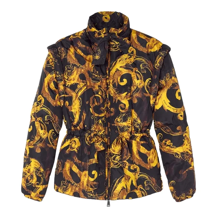 Áo Khoác Nữ Versace Jeans Couture Watercolour Couture Puffer Parka 76HAU405 CQS85 G89 Màu Đen Vàng Size 42