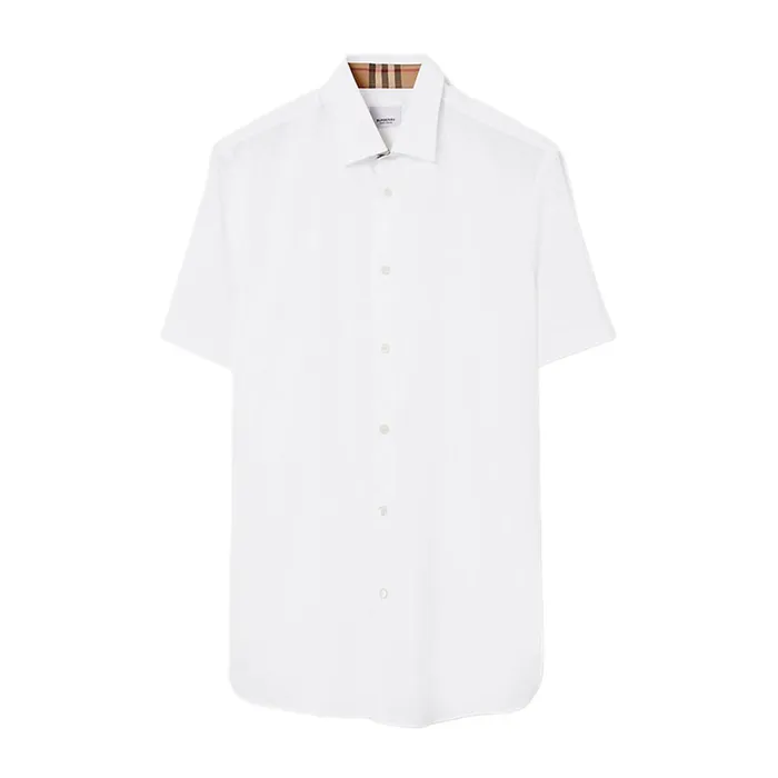 Áo Sơ Mi Cộc Tay Nam Burberry Stretch Cotton Shirt 80714661 Màu Trắng Size M
