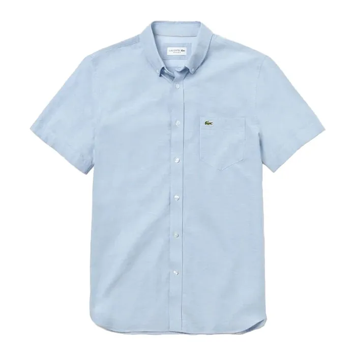 Áo Sơ Mi Nam Ngắn Tay Lacoste Regular CH4975-58M Màu Xanh Nhạt Size 39 L