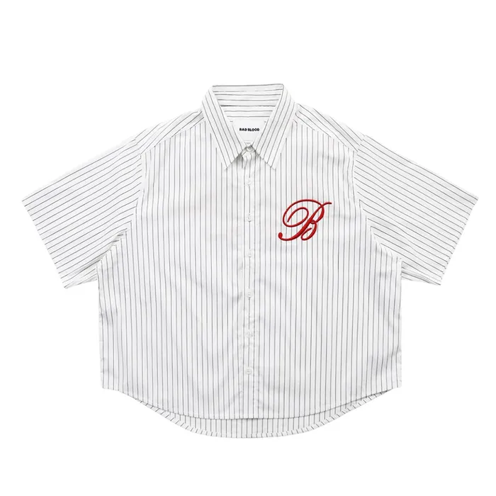 Áo Sơ Mi Nữ Badblood Classic Logo Short Sleeve Shirt White Stripes W-Sht24-012 Màu Trắng Size S