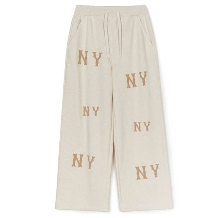 Quần Ống Rộng Nữ MLB Women's Megagram Wide Pants New York Yankees 3FPTG0144-50OTS Màu Kem Size S