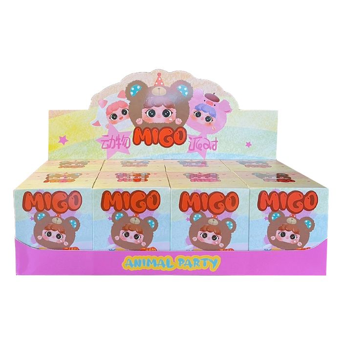 Set Móc Khóa Pop Mart Baby Three Migo Animal Party Blindbox 8 Chiếc Phối Màu