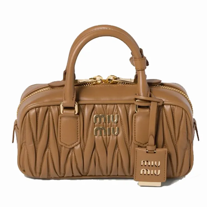 Túi Xách Nữ Miu Miu Arcadie Quilted Nappa Leather Bag Màu Nâu Caramel