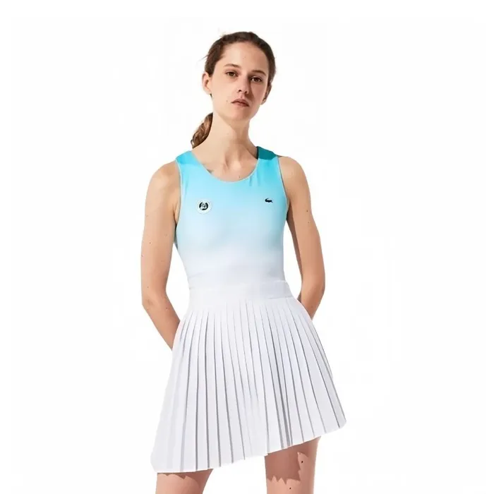 Váy Thể Thao Lacoste Pickleball Sport Roland Garros Asymmetrical Dress Màu Trắng - Xanh
