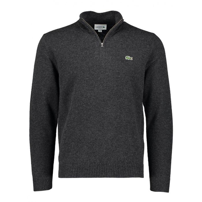 Áo Len Nam Lacoste Half-Zip Wool Sweater AH1953 Màu Xám Đậm Size 4