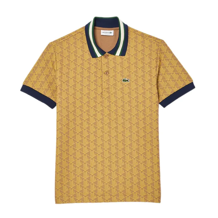 Áo Polo Nam Lacoste Classic Fit Contrast Collar Monogram DH1417 QIB Màu Vàng Size 2