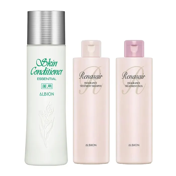 Combo Dầu Gội, Dầu Xả Và Nước Dưỡng Da Albion Skin Conditioner Essential 3 Món