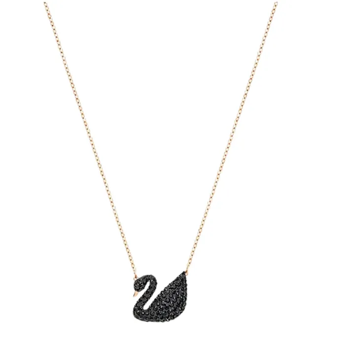 Dây Chuyền Swarovski Iconic Swan Pendant Black Rose-Gold Tone Plated 5204134 Thiên Nga Lớn