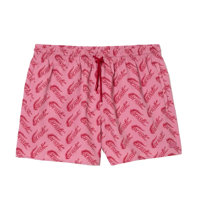 Quần Bơi Nam Lacoste Men's Printed Trunks Swim Shorts MH5635 - AY1 Màu Hồng Size M