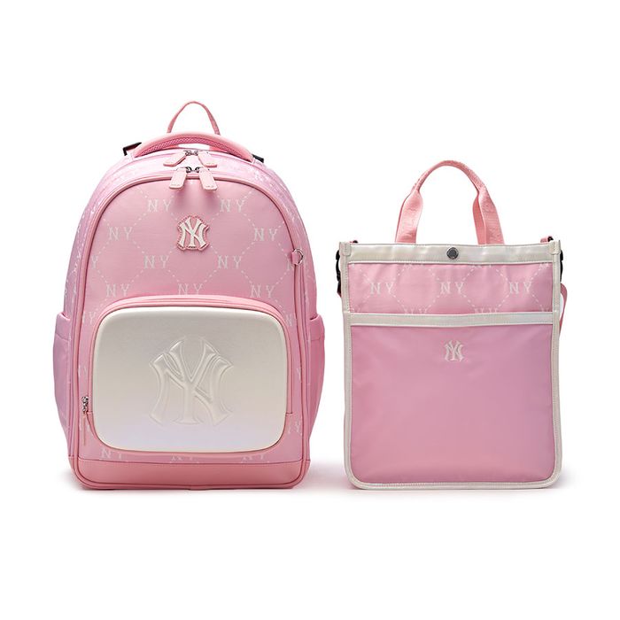 Set Balo + Túi Xách Trẻ Em MLB Lux Monogram New York Yankees 7ABKMD25N-50PKL Màu Hồng