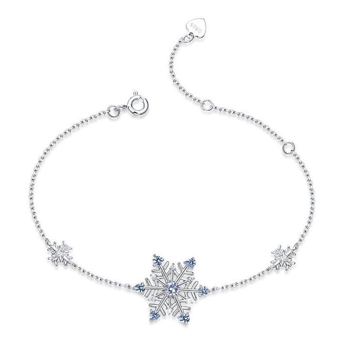 Vòng Đeo Tay Nữ LiLi Jewelry Hình Bông Tuyết Đính Đá Spinel, Đá CZ LILI_518597 Màu Bạc/Xanh