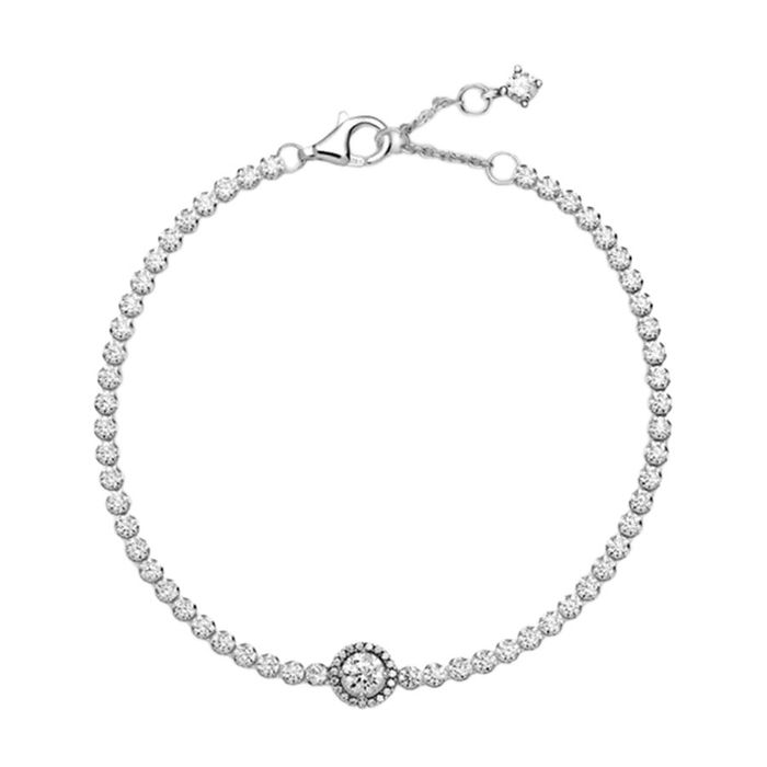 Vòng Đeo Tay Pandora Sparkling Halo Tennis Bracelet 599416C01 Màu Bạc Size 18