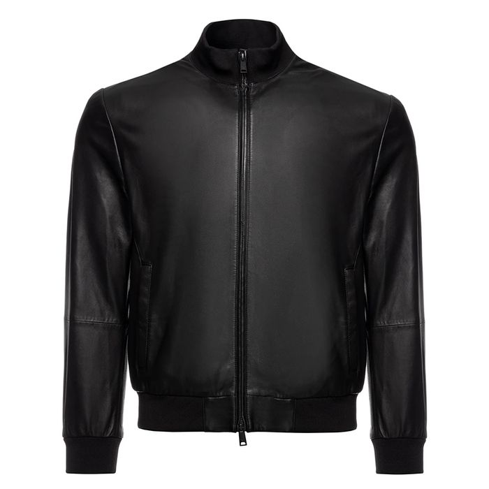 Áo Khoác Nam Emporio Armani Leather Jacket Regular Fit O1B51P Màu Đen Size XS