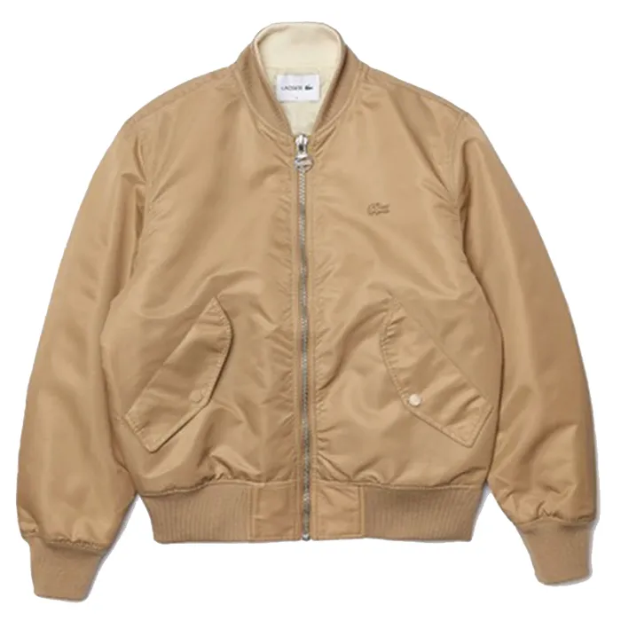 Áo Khoác Nam Lacoste Bimaterial Reversible Colourblock Bomber Jacket BH1044-51 Màu Nâu Size 50