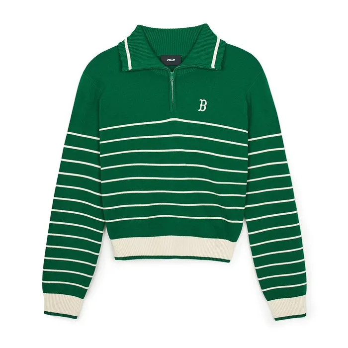 Áo Len Nữ MLB Varsity Boston Red Sox Knit Pullover 3FKPV0244-43GNS Màu Xanh Green