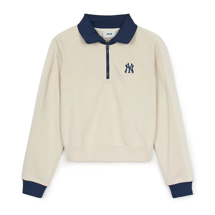 Áo Nỉ Dài Tay MLB Varsity Sportive New York Yankees 3FMTV1244-50CRD Màu Trắng Kem Size XS