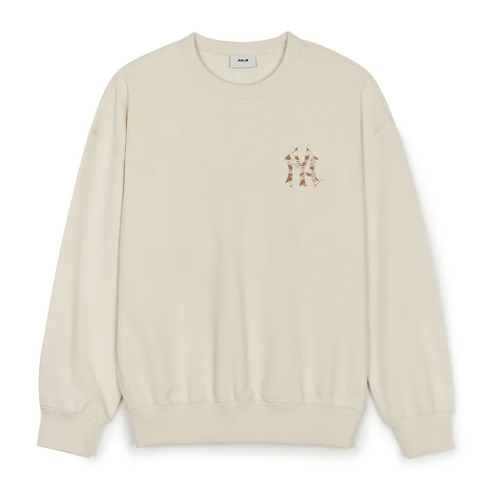 Áo Nỉ Sweater MLB Hannam Coopers Logo New York Yankees 3AMTB9344-50CRD Màu Trắng Kem