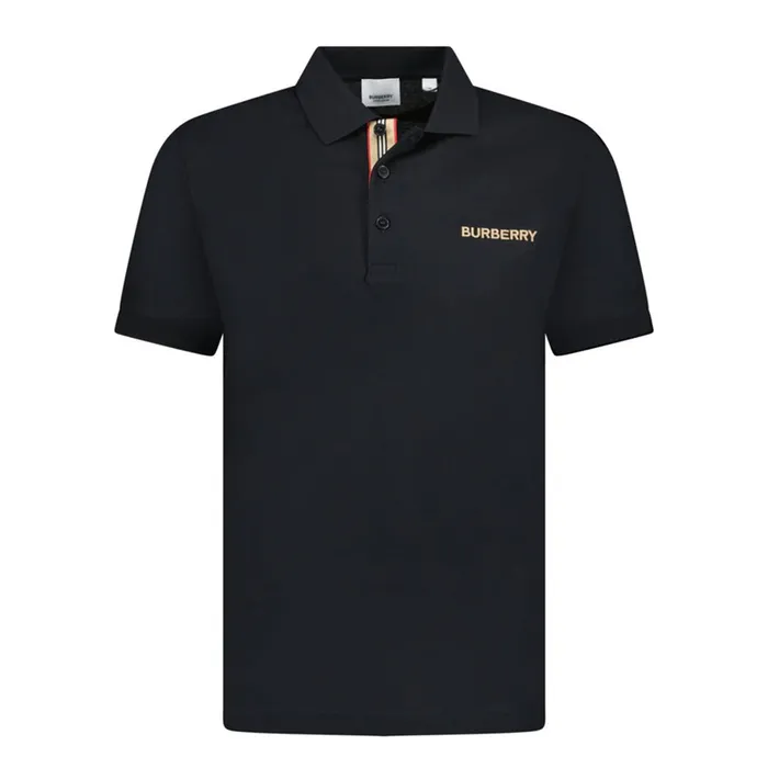 Áo Polo Nam Burberry Hartford Embroidery Logo Check Shirt 8084436 Black Màu Đen Size L