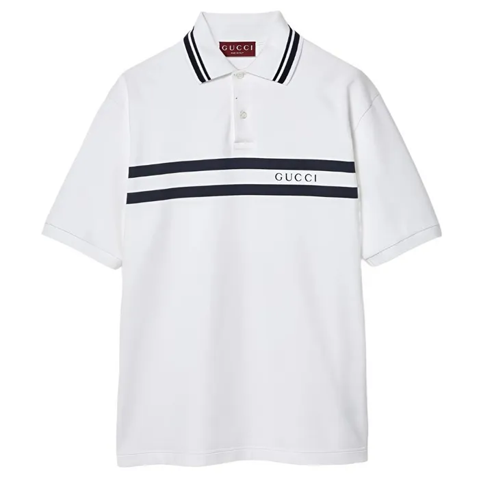 Áo Polo Nam Gucci Cotton With Gucci Print Polo ‎Shirt 788016 XJGJX 9081 Màu Trắng Size S