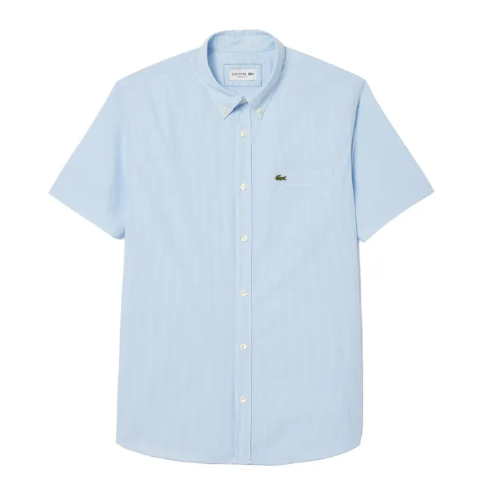 Áo Sơ Mi Lacoste Short Sleeved Regular Fit Gingham Print Shirt CH5622 F6Z Màu Xanh Nhạt Size 40