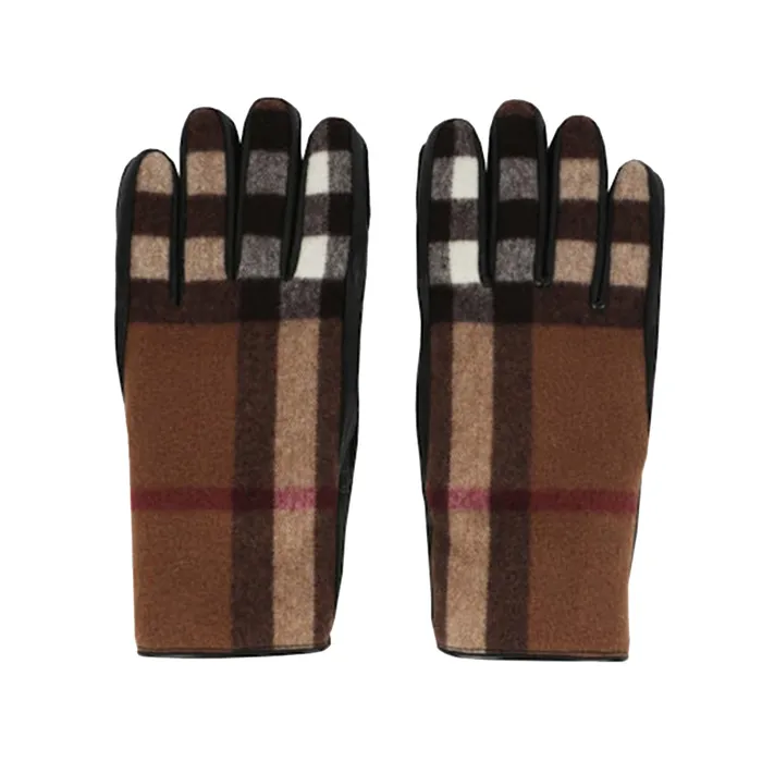 Găng Tay Burberry Exploded Check Print Gloves Brown Màu Nâu Size 7.5