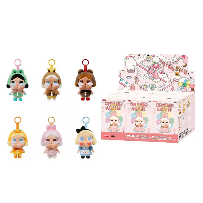 Set Móc Khóa Pop Mart Crybaby Crying Again Series Vinyl Face Plush Blind Box Phối Nhiều Màu