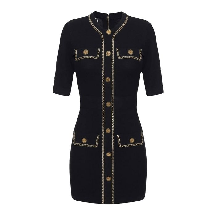 Váy Len Nữ Elisabetta Franchi In Black  AM 92B 46E2 V480 110 Màu Đen Size 44