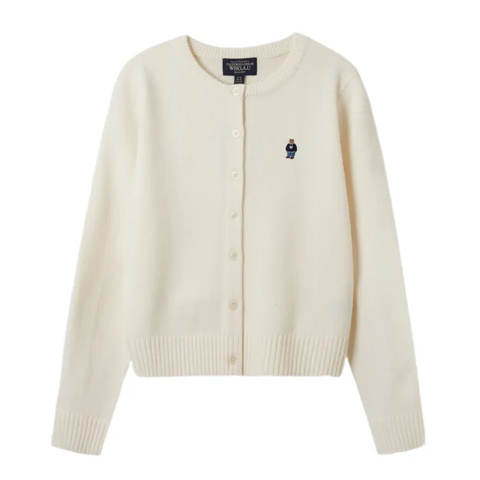 Áo Cardigan Nữ WHOAU Steve R-Neck Cardigan WHCKF1121F Màu Trắng Kem Size S