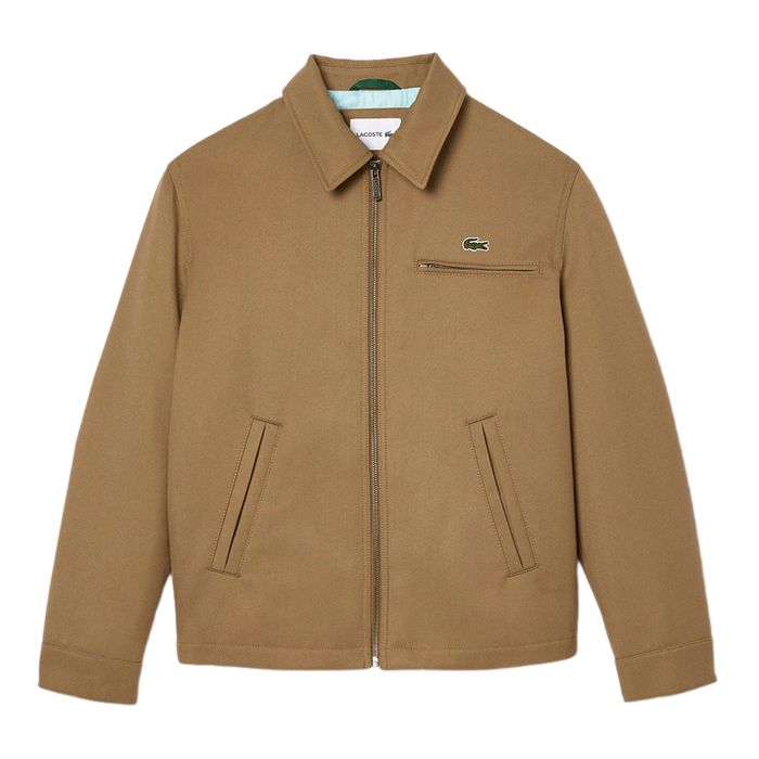 Áo Khoác Nam Lacoste Cotton Zipper Jacket BH5958-SIX Màu Be Nâu Size 48
