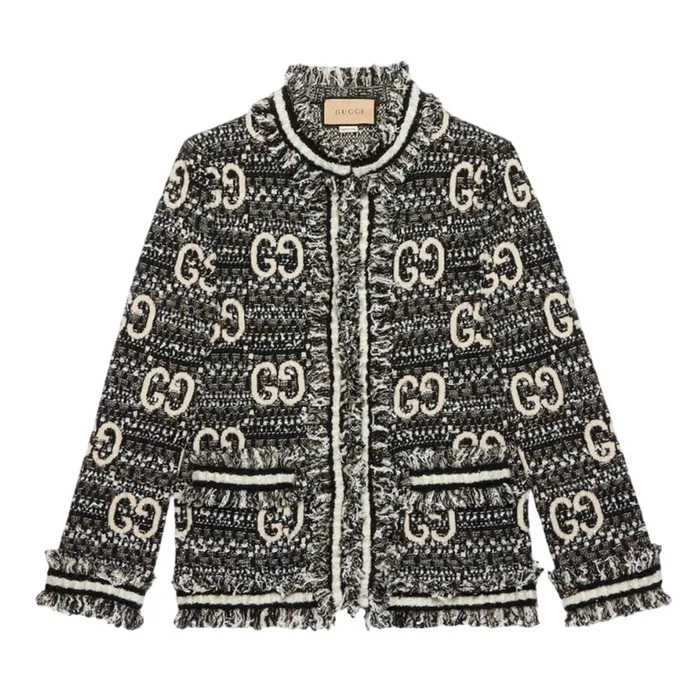 Áo Khoác Nữ Gucci Grey With GG Logo Embroidered - 717469 XKCQX 1060 Màu Xám Size M