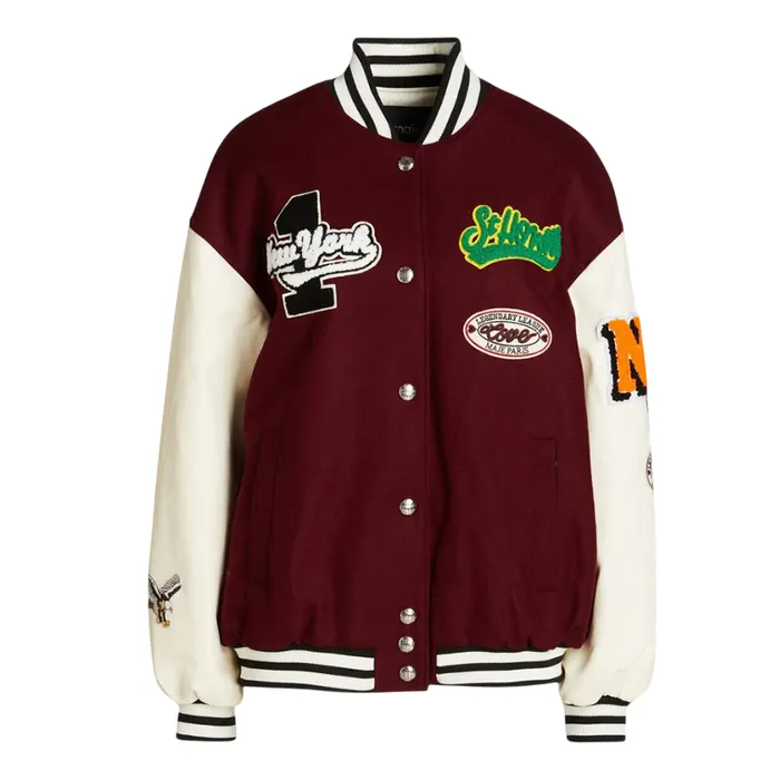 Áo Khoác Nữ Maje Wool-Blend Felt In Red MEPBL00676 Màu Trắng Phối Đỏ Size 0