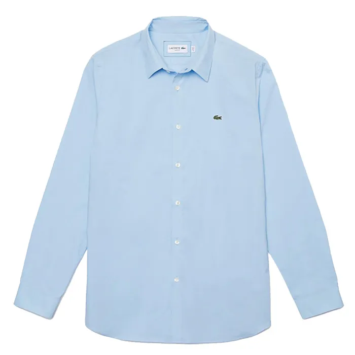Áo Sơ Mi Dài Tay Nam Lacoste Slim Fit Stretch Cotton Poplin Shirt CH2668 HBP Màu Xanh Da Trời Size 41