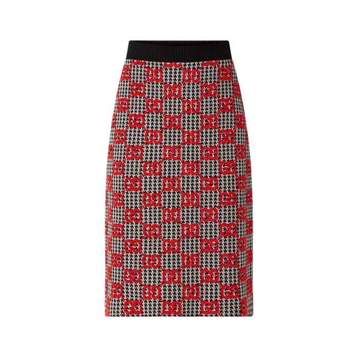 Chân Váy Nữ Gucci With GG Monogram Logo - 731011XKCM8 1040 Màu Đỏ Size S