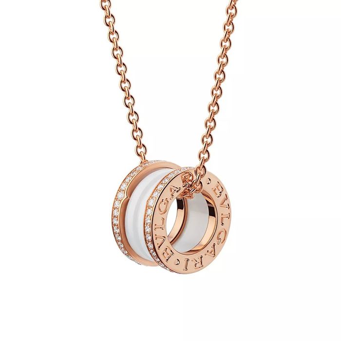 Dây Chuyền Nữ Jewery Luxury B.ZERO1 Necklace 18K Rose Gold Ceramic And Diamond Màu Trắng/ Vàng Hồng