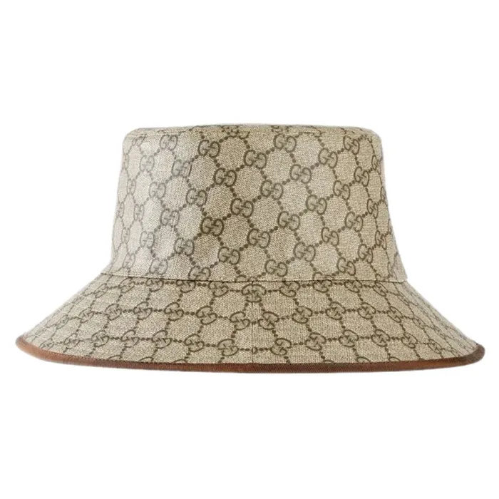 Mũ Gucci GG Supreme Canvas Tender Bucket Hat Màu Be Nâu Size S