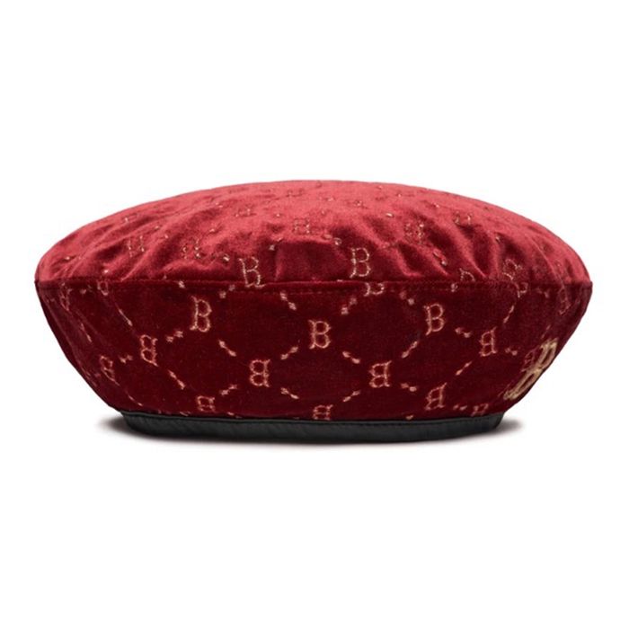 Mũ Nồi Nữ MLB Diamond Monogram Velvet Beret Boston Red Sox 3ACBVG016-43WIS Màu Đỏ Thẫm