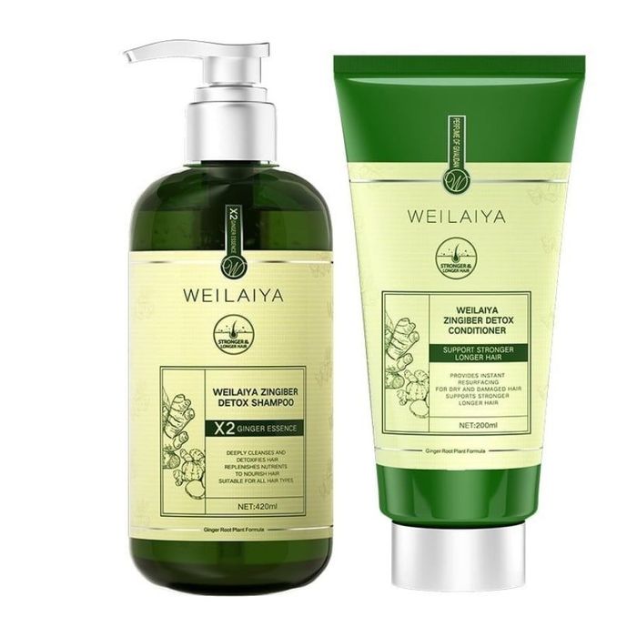 Set Dầu Gội Và Xả Weilaiya Zingiber Detox Hỗ Trợ Mọc Tóc (420ml + 200ml)