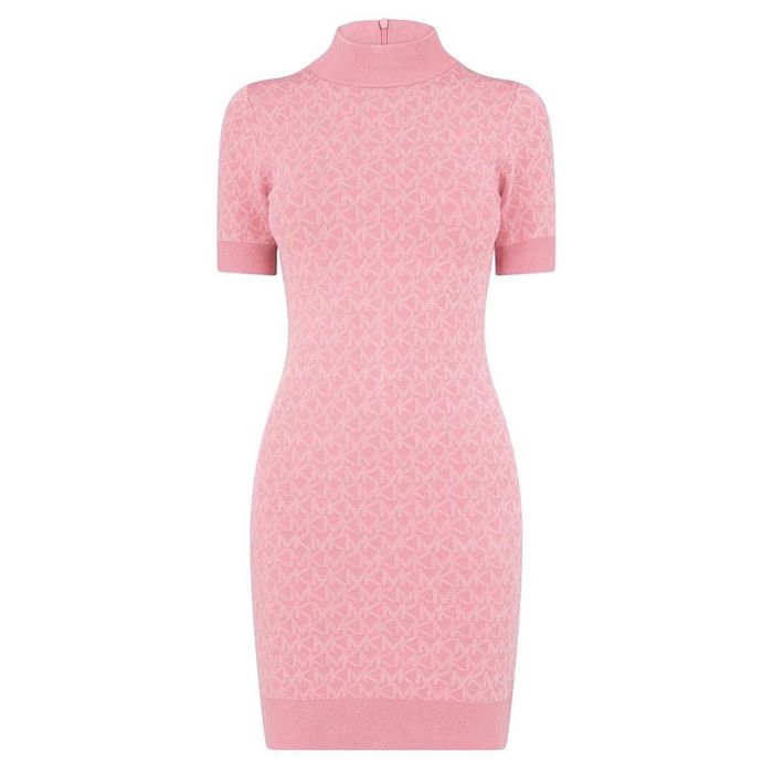 Váy Len Nữ Michael Kors MK Short-sleeved Knit Dress MS2812Z5KZ Màu Hồng Size L