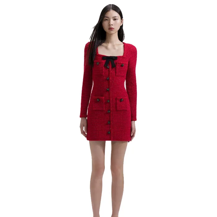 Váy Nữ Self-Portrait Mini Dress in Red RS24-912S-R Màu Đỏ Size M