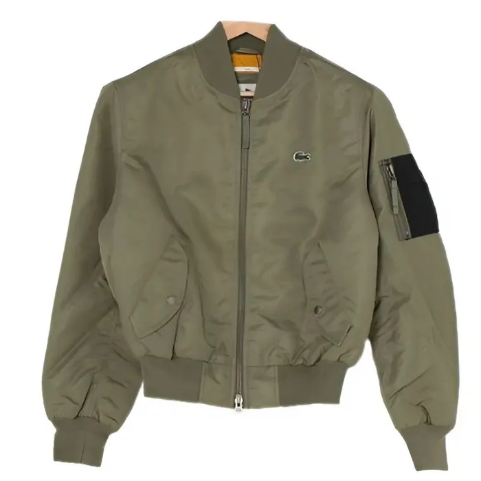 Áo Bomber Lacoste Felt Logo MA-1 Jacket Màu Xanh Rêu