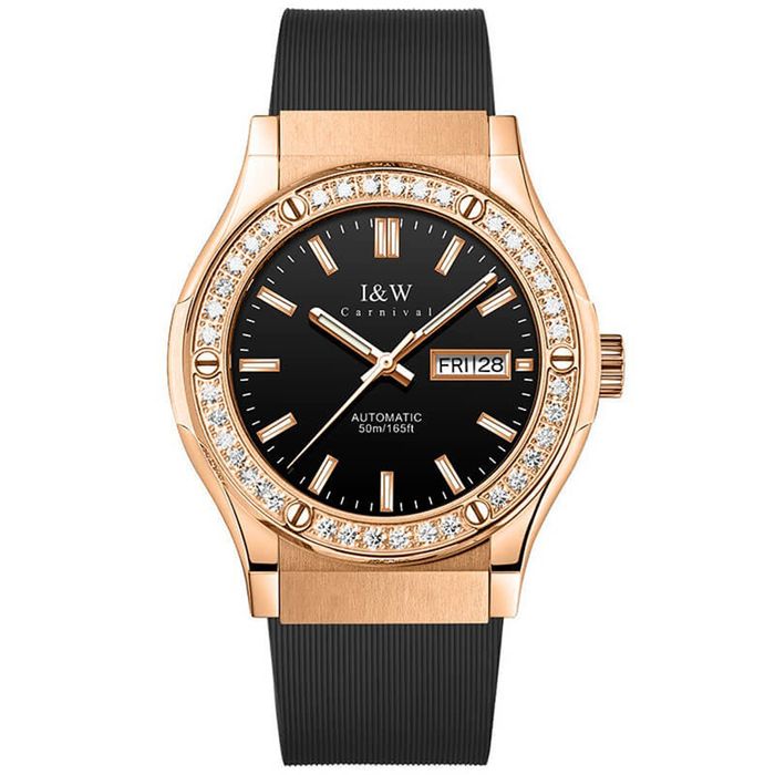 Đồng Hồ Nam I&W Carnival IW55851G-DS – Automatic (IW55851G28) Màu Đen - Vàng Hồng