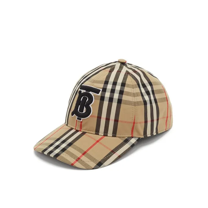 Mũ Burberry Beige Vintage Check TB Baseball Cap Màu Nâu Kẻ Size S
