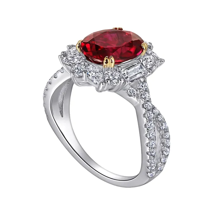 Nhẫn Nữ Kya Jewel Bling Queen SR126 Màu Bạc Phối Đỏ