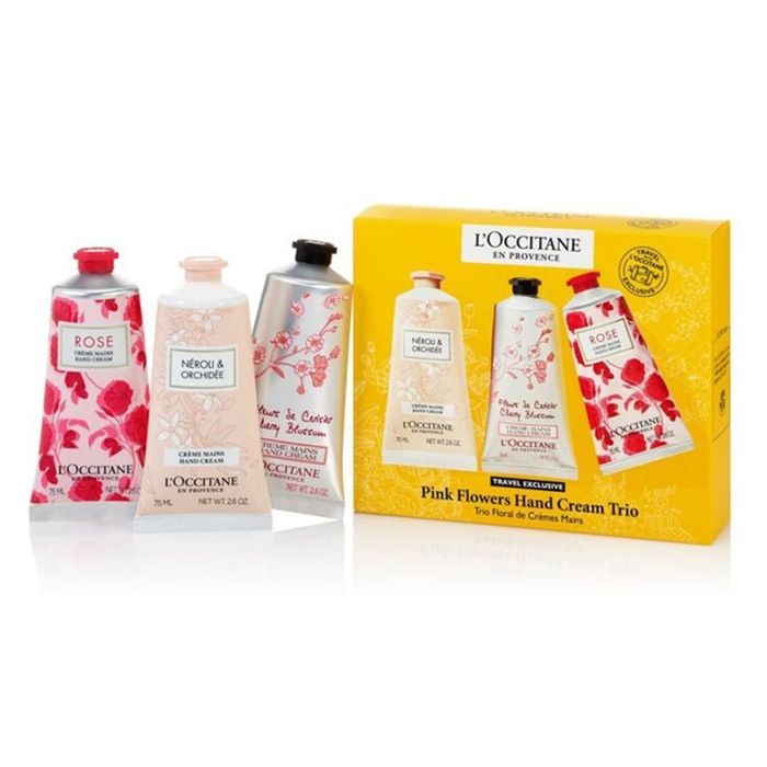 Set Dưỡng Da Tay L'Occitane Pink Flowers Hand Cream Trio 3 x 75ml