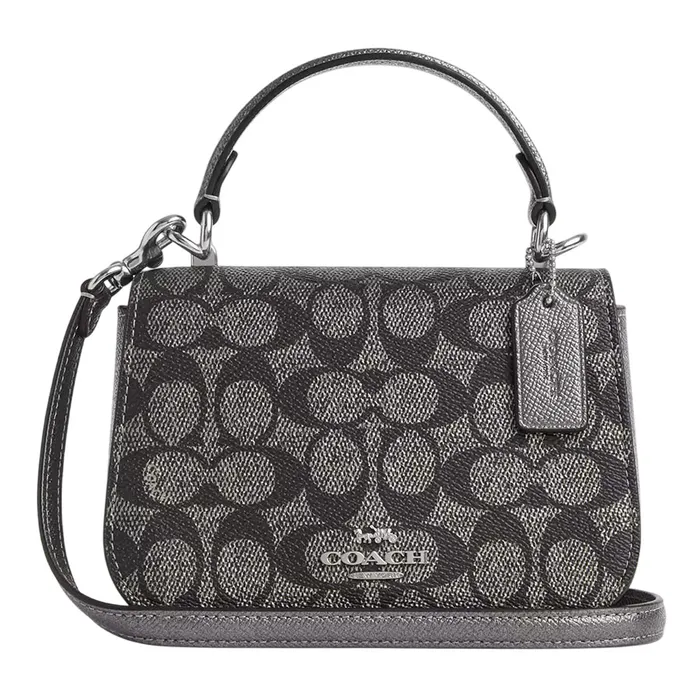 Túi Đeo Chéo Nữ Coach Lysa Top Handle Bag In Signature Canvas CX576 Màu Đen