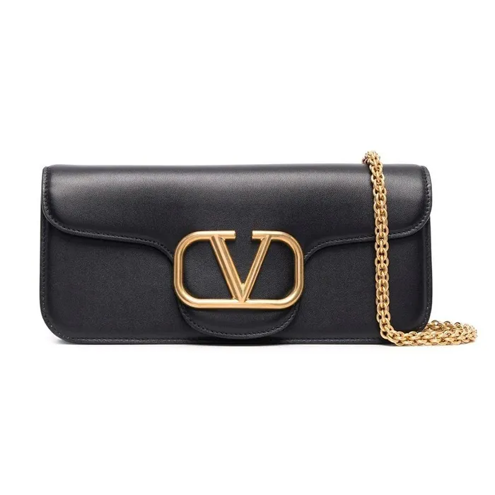 Túi Đeo Chéo Nữ Valentino Garavani Black V-Logo Crossbody Bag Màu Đen