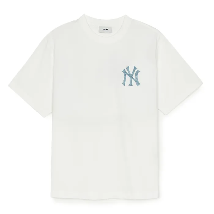 Áo Phông MLB Denimlike Monogram Big Lux Over Fit Tshirt New York Yankees 3ATSM0953-50IVS Màu Ivory Size M